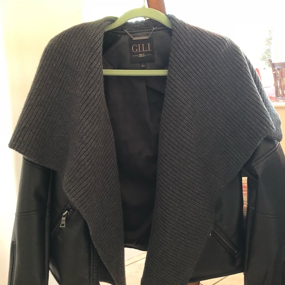 G.I.L.I black leather jacket size6 with belt - Picture 7 of 8